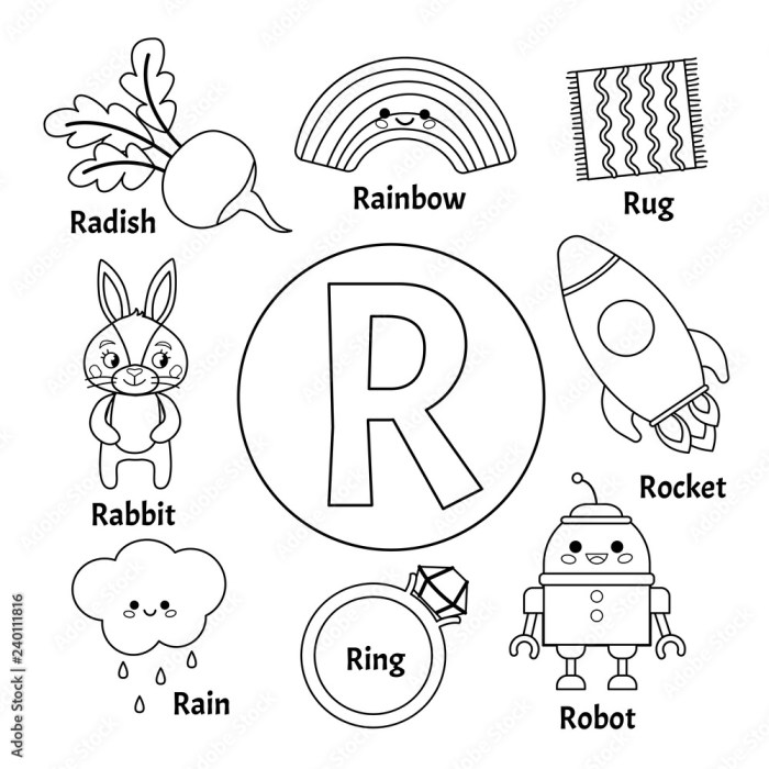 Letter r coloring pages