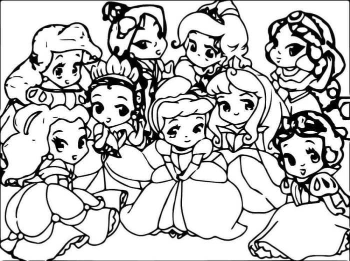 Coloring pages of all the disney princesses