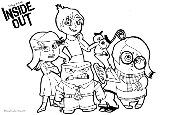 Printable inside out characters coloring pages