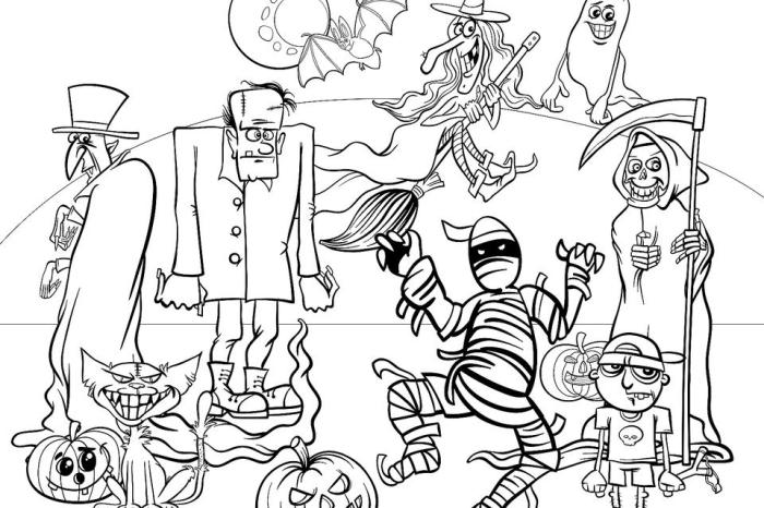 Halloween kid coloring pages