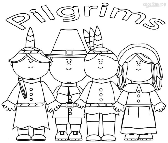 Coloring pilgrim pilgrims pages kids indian thanksgiving family cool2bkids print printable indians sheets printables ship mayflower paper saved