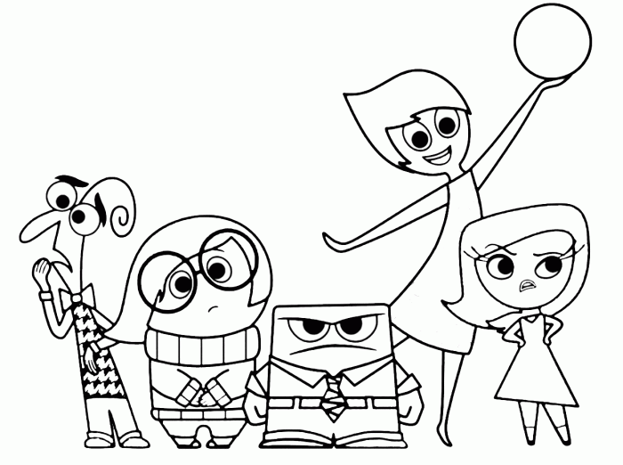 Printable inside out characters coloring pages