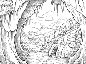 Soldier inside cave coloring page easy