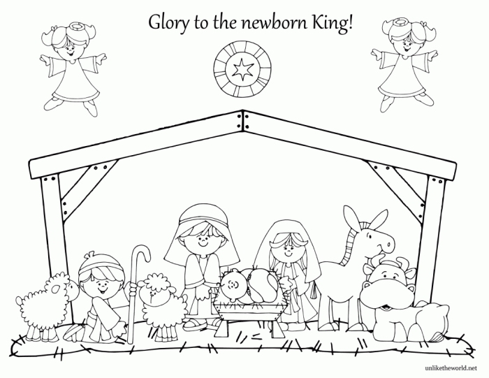 Coloring pages printable nativity scene clipart colouring christmas library