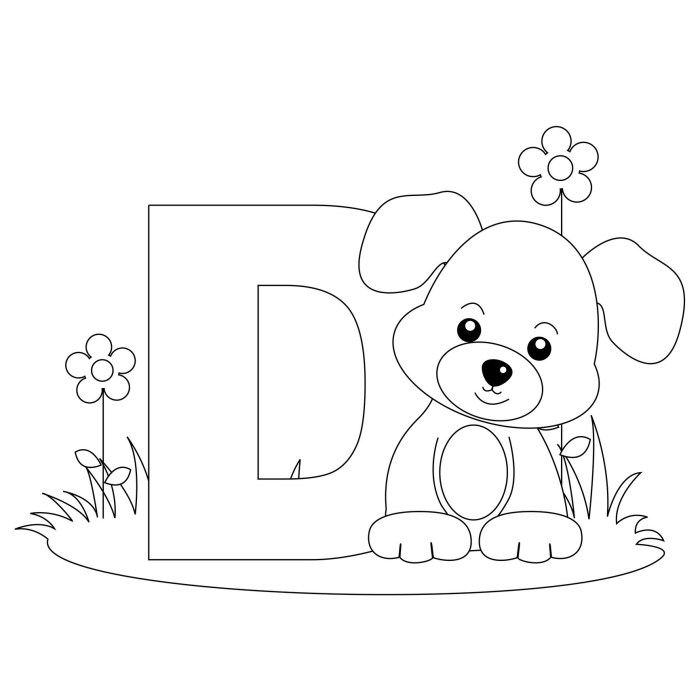 Coloring pages of the letter d