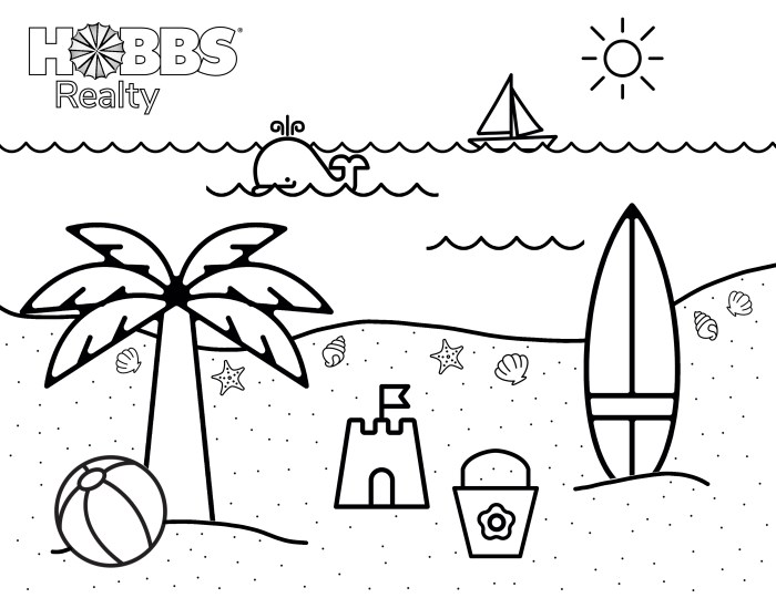 Coloring pages for kids beach