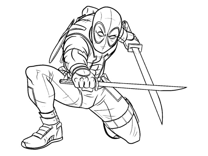 Deadpool coloring pages kids children super