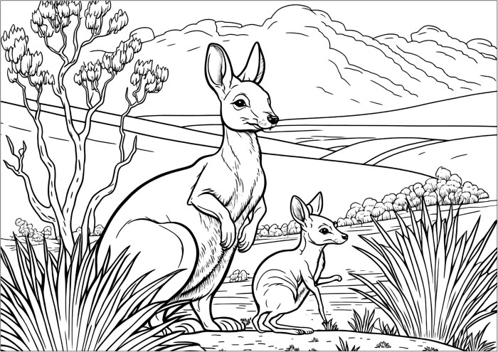 Kangaroo tree draw getdrawings drawing