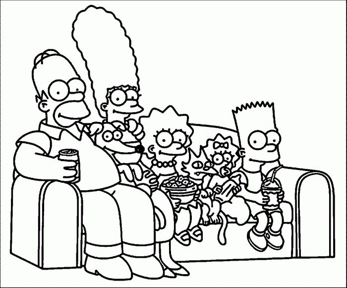 Coloring pages simpsons homer marge lisa bart draw kids