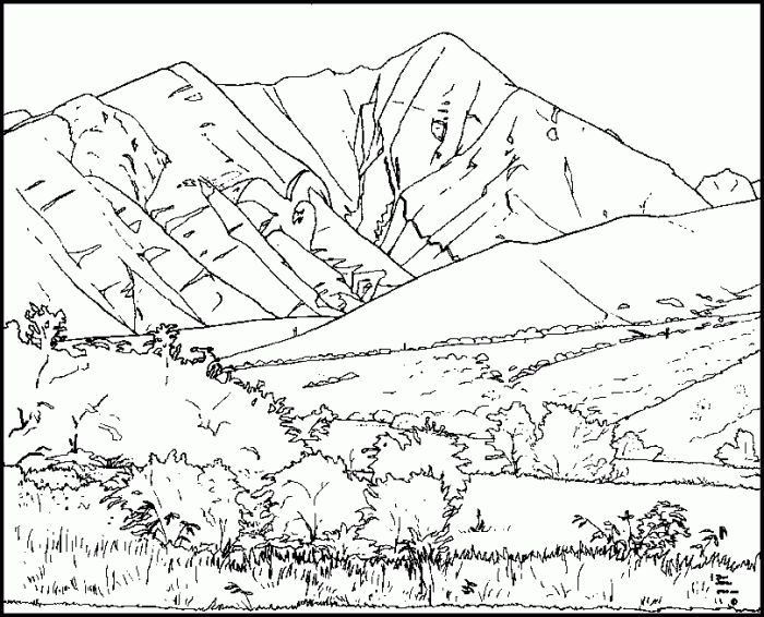 Mountains coloring page