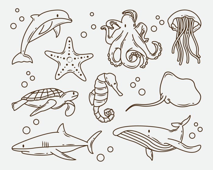 Sea animals coloring page