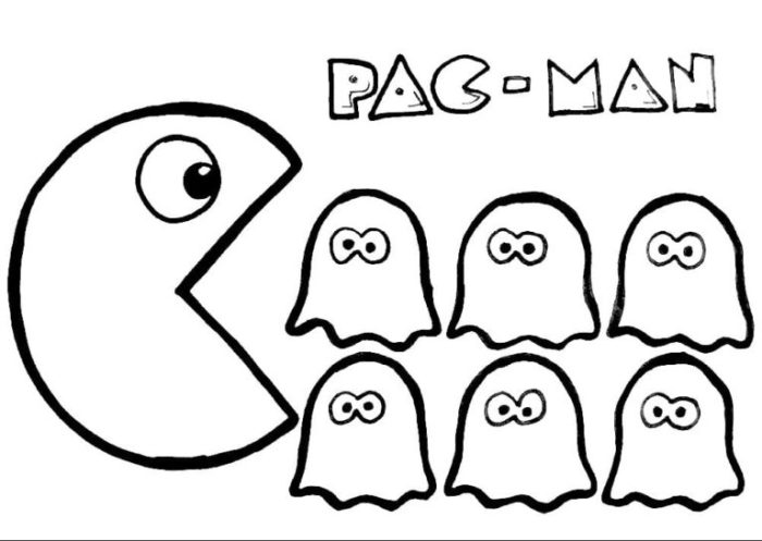 Pac man coloring pages black pacman white printable clipart kids line print book colouring template board printables coloringtop game gaming