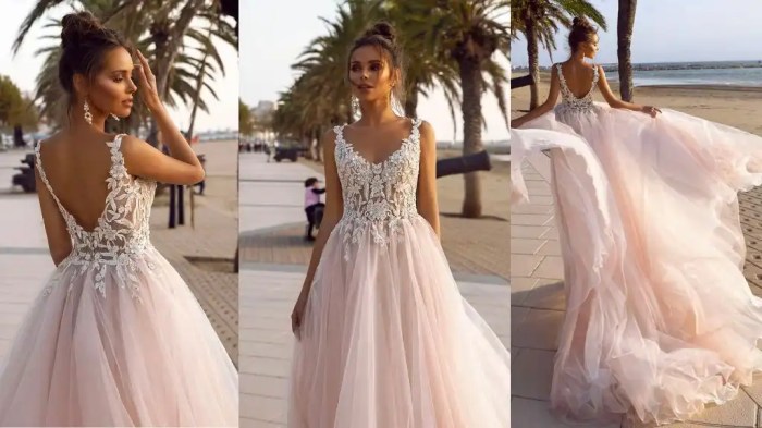 Simple light pink wedding dresses