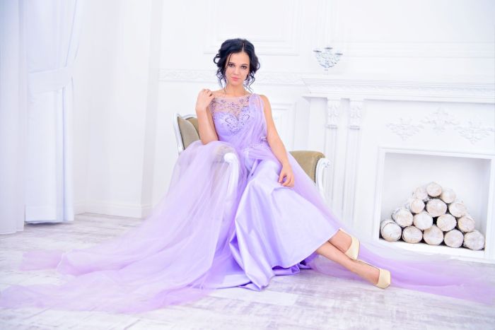 Purple wedding dress guest