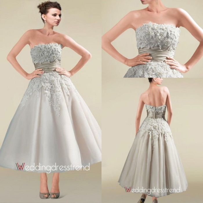 Silver short wedding dresses